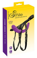 SMILE - felcsatolható dupla dildó alsóval (lila-fekete) kép