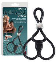 Tripla, állítható pénisz- és heregyűrű (fekete) kép