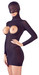Mandy Mystery - álarcos, nyitott miniruha tangával (fekete) kép