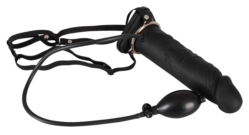 Inflatable Strap-On - üreges, szilikon dildó (fekete) kép