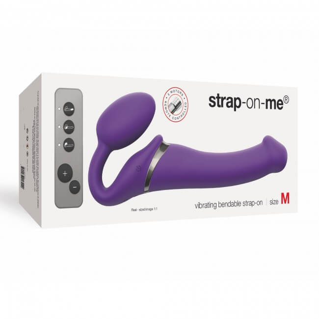 Strap-on-me M - pánt nélküli felcsatolható vibrátor - közepes (lila) kép