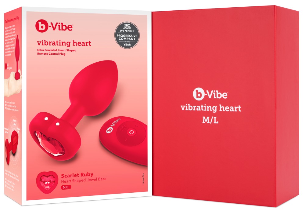 b-vibe heart - akkus, rádiós anál vibrátor (piros) kép